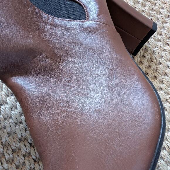 AMALFI By Rangoni Isole Brown Leather Chelsea Block Heel Ankle Boots Size 12.5 M - Picture 4 of 9